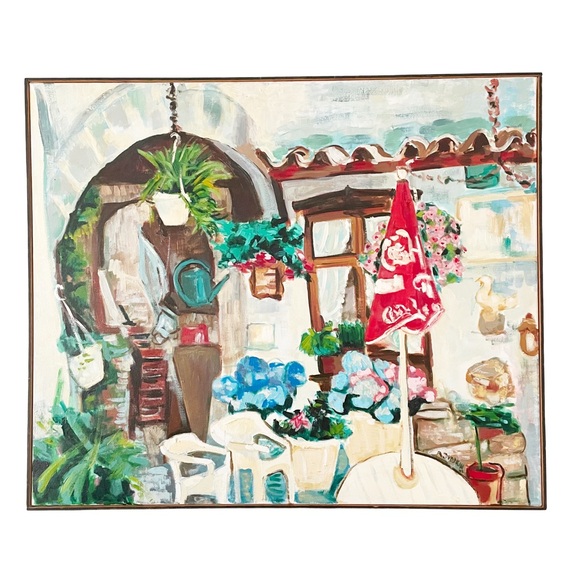 Oil painting by Alice Dvoskin cafe scene plein air painting vintage - Picture 1 of 12